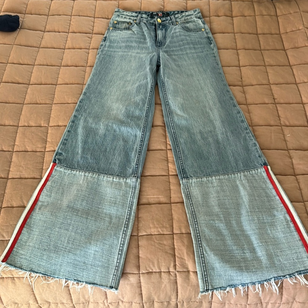 P.E Nation Denim Wide Leg High Waist Jeans 28 NWOT
